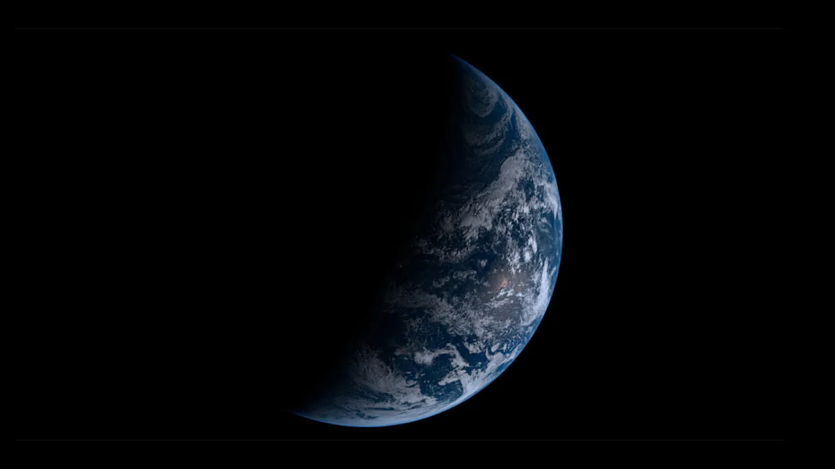 PACIFIC OCEAN SUNGLINT Japan's Himawari-8 weather satellite captured this image of the sun glinting off the Pacific Ocean on Dec. 17, 2023. Australia is located just left of the terminator in the image's bottom-center.Image: Himawari JMA